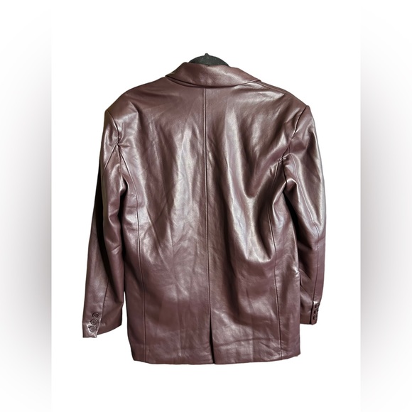 NEW Blank NYC Plum Bare Essentials Blazer Faux Leather Size Medium - Picture 11 of 13